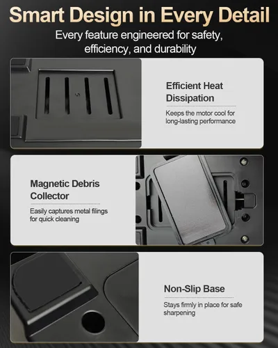 Miniatura 7 de Afilador de cuchillos eléctrico para cocina – Sistema profesional de 2 etapas 100% diamante con ángulo de precisión de 20°, afilado rápido
