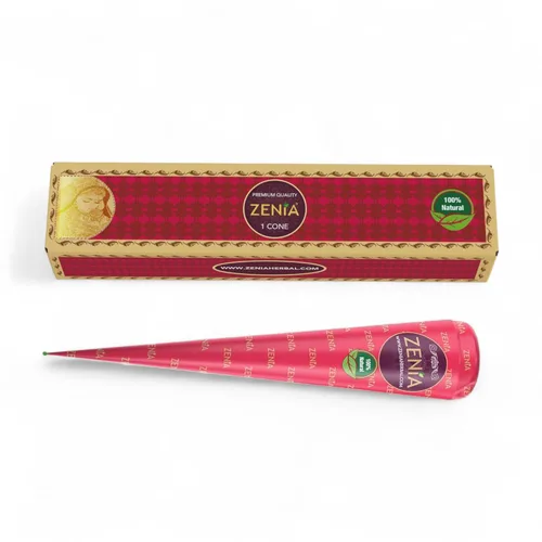 Zenia Cono de pasta de tatuaje temporal 100% natural | 1 cono de 0.88 onzas | Pintura corporal india, dibujo, tatuajes, pecas (color marrón rojizo)