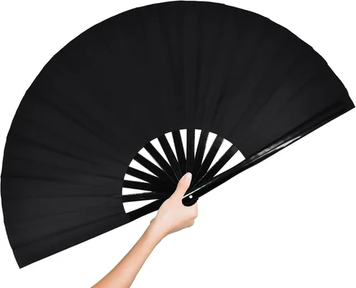 Ventilador de mano plegable grande para rave para baile de línea, grandes ventiladores plegables para festivales de baile, baile, actuación