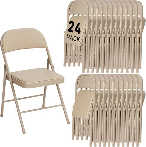 Miniatura 23 de Paquete de 4 sillas plegables negras con cojín acolchado y respaldo para exteriores, sillas plegables comerciales apilables portátiles con marco