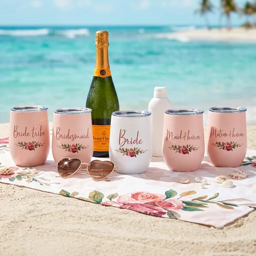 Miniatura 6 de CARAKNOTS Regalos de la tribu de la novia, vaso de vino de boda para despedida de soltera, accesorios de recuerdo de fiesta, tazas de dama de honor