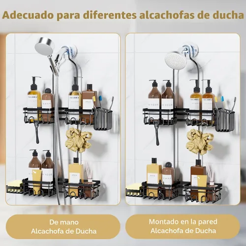 Miniatura 3 de KEGII Organizador de ducha colgante para cabezales de ducha de mano, organizador de ducha colgante a prueba de óxido con jabonera, soporte