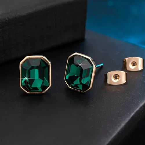 Miniatura 3 de Aretes de tuerca octágono de cristal austriaco para mujer, joyería hipoalergénica de plata de ley 925