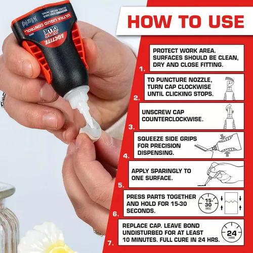Miniatura 3 de Loctite Super Glue Ultra Liquid Control, transparente, botella de 0.14 onzas líquidas, paquete de 3 – Superpegamento para plástico, madera, metal