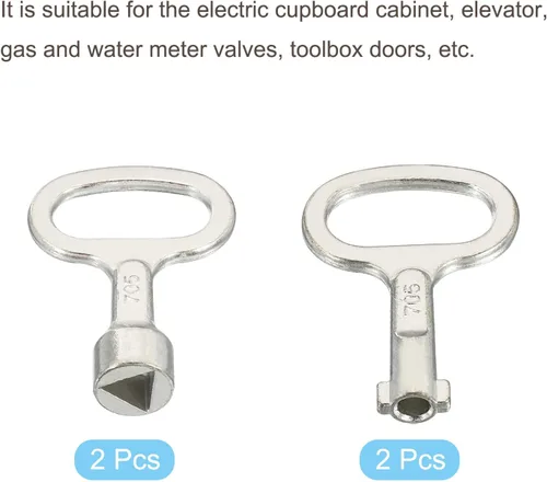 Miniatura 3 de PATIKIL Llave inglesa con forma de triángulo y llave, paquete de 4 llaves de metal para medidor de agua de gas para gabinete eléctrico, interruptor