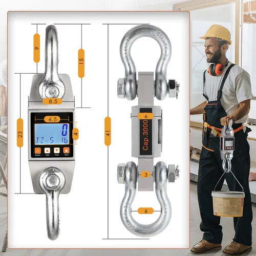 Miniatura 6 de Bonvoisin Báscula de grúa digital de 6600 libras, báscula colgante industrial resistente (6600 libras/6,613.9 lbs)