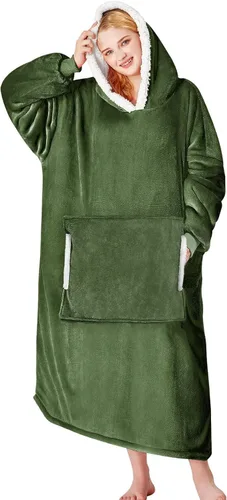 Miniatura 24 de yescool - Cobija con capucha, sudadera de franela de forro polar sherpa para adultos, mujeres y hombres, talla única