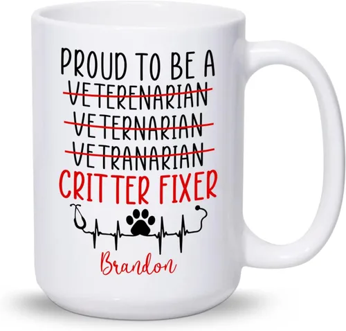 Miniatura 14 de Taza veterinaria personalizada, taza veterinaria de cuidado de animales, regalos para veterinarios, taza con nombre personalizado de veterinario
