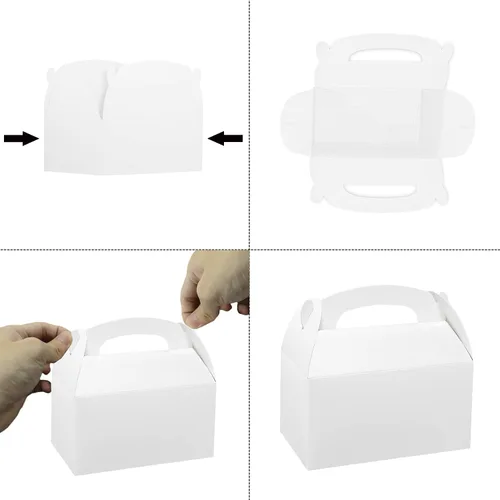 Miniatura 4 de Xxcxpark 24 cajas de regalo blancas de 6.2 x 3.5 x 3.5 pulgadas, caja de embalaje de papel kraft con tapa para manualidades, cubos, cupcakes, cajas