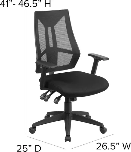 Miniatura 3 de Flash Furniture Ivan Silla de oficina ergonómica giratoria multifunción de malla negra con brazos ajustables
