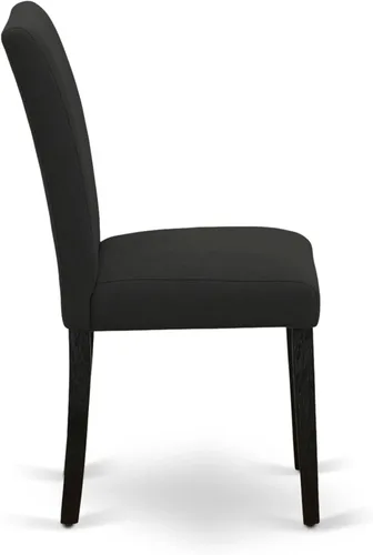 Miniatura 6 de East West Furniture ABP6T24 Abbott Parson - Sillas de comedor tapizadas de tela de lino de color negro, juego de 2, color negro cepillado