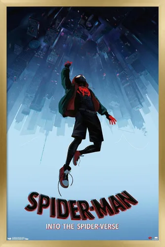 Miniatura 15 de Trends International Spider-Man de Marvel póster Into The Spider-Verse-Falling de 22.37 x 34 pulgadas, versión enmarcada en madera reutilizada