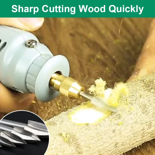 Miniatura 3 de Juego de brocas de tallado de madera para Dremel, herramienta rotativa, 5 piezas, accesorios de taladro de grabado, broca de madera, manualidades