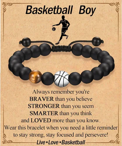Miniatura 21 de EFVISD Pulsera de fútbol, baloncesto, béisbol, hockey para regalos para niños jugadores amantes de equipos, hijo, nieto, hermano, sobrino, amigo