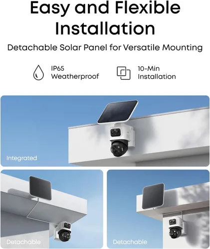 Miniatura 7 de eufy Security eufyCam S4 kit de 2 cámaras, cámara de seguridad solar inalámbrica para exterior, cámara Bullet-PTZ de triple lente, 4K UHD