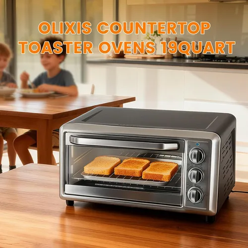 Miniatura 7 de OLIXIS Hornos tostadores para encimera de 19 cuartos de galón, horneado, tostado, asador, pizza y caliente, 1300 W, temporizador de 30 minutos