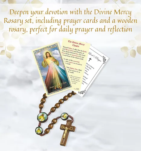 Miniatura 2 de Rosario de la Divina Misericordia – con tarjetas de oración de la Divina Misericordia, tarjeta de oración del Señor Rosario de la Divina