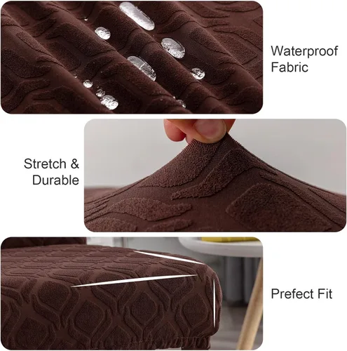 Miniatura 3 de Genina Fundas Impermeables para Sillas de Comedor, Fundas Elásticas de Jacquard para Sillas de Comedor Removibles y Lavables, Protector de Silla
