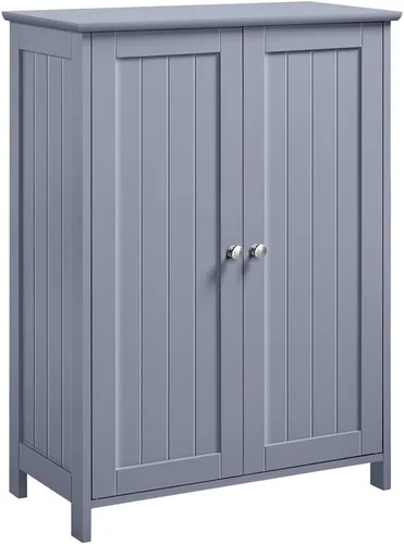 Miniatura 10 de Topeakmart Armario de piso de baño con puertas dobles Armario de almacenamiento independiente con estantes ajustables, diseño anti-caída, espresso
