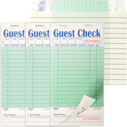 Miniatura 17 de FMP Brands Libros de cheques de invitados para servidores, papel de bloc de notas de servidor, total de 500 hojas (10 blocs), azul con recibo