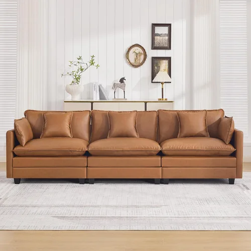 Miniatura 92 de Otomán de Sofá Moderno de Chenille Nube de 35'', Otomán Rectangular para Sofá Seccional Modular, Beige