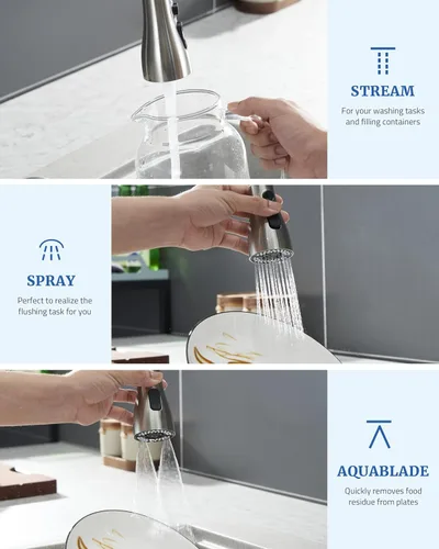 Miniatura 4 de Repuesto de cabezal de grifo de cocina de metal, con 15 adaptadores, cabezal rociador de bajo plomo para grifo de fregadero extraíble, boquilla