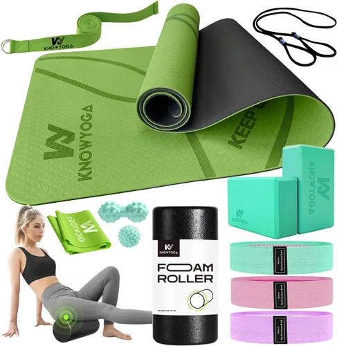 Miniatura 8 de Kit de inicio de yoga 12 en 1 – El juego de yoga incluye esterilla de yoga, rodillo de espuma, 4 bandas de resistencia, bloques de yoga 2 paquetes