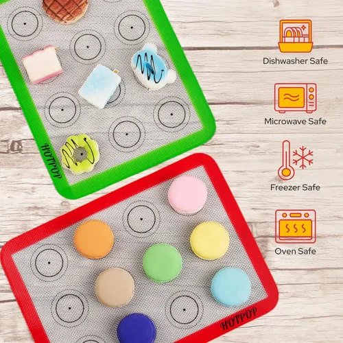 Miniatura 6 de HOTPOP Esteras de Silicona para Hornear 0.75mm - Láminas de Silicona Antiadherentes para Bandejas de Hornear y para Enrollar con Contornos
