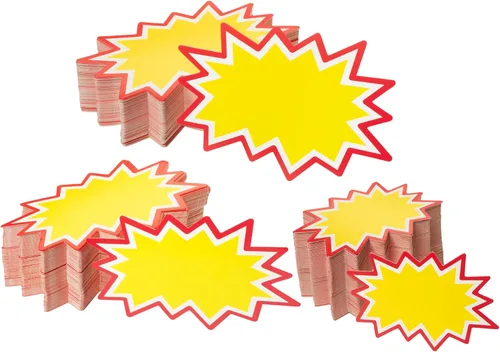 Letreros Starburst con calcomanías, 300 unidades, etiquetas de precio para patio, finca, venta de garaje, tienda minorista. 150 tarjetas y 150