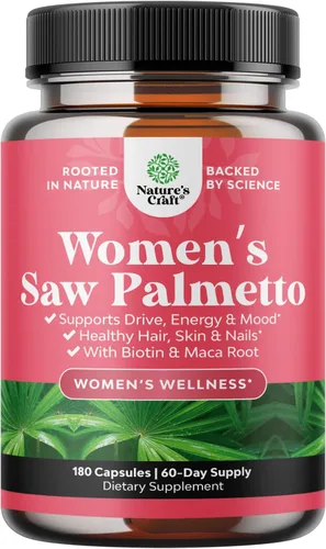 Saw Palmetto Extra Fuerte para Mujeres - Bloqueador de DHT Vitaminas Restauradoras del Cabello para la Salud del Cabello - Cápsulas de Saw Palmetto
