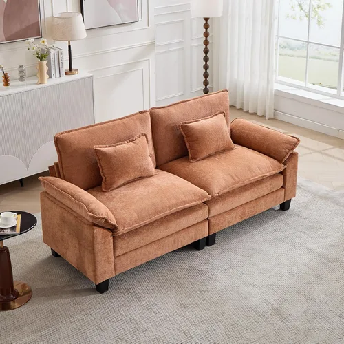 Miniatura 29 de Oprisen Sofá Seccional Modular, Cómodo Cloud Couch Sofá Seccional, Sofá Cama de Chenilla con Asiento Profundo con Almohadas Decorativas para Sala