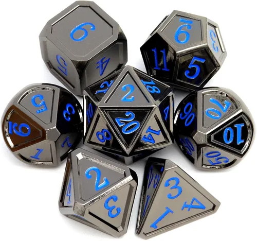 Miniatura 26 de Haxtec - Juego de dados de metal DND, dados poliédricos D&D compatibles con Dungeons and Dragons, regalo TTRPG, dados de metal bronce antiguo