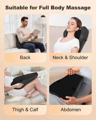 Miniatura 7 de Beleduc Masajeador de espalda Shiatsu con calor, masajeador de espalda para dolor de espalda, tejido profundo, masaje de vibración, almohada