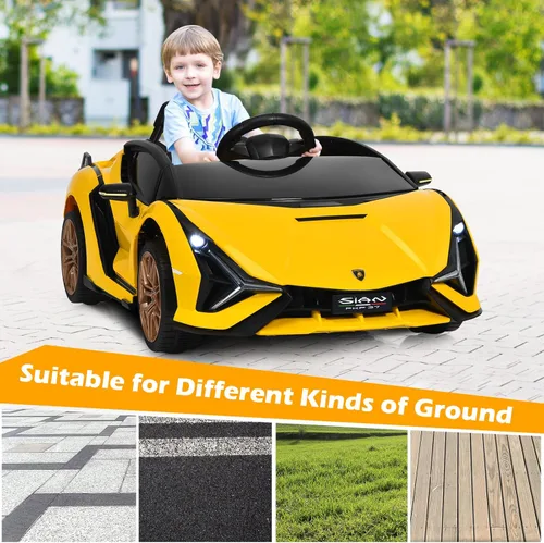 Miniatura 6 de INFANS Lamborghini Sian - Auto de paseo para niños con licencia de 12 V, con control remoto para padres, suspensión de resorte, reproductor de MP3