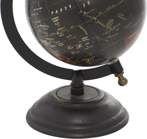 Miniatura 4 de Deco 79 Globo de madera de mango, 6 x 5 x 9 pulgadas, negro
