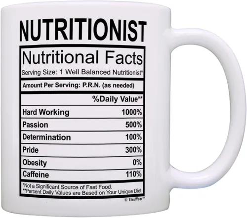 ThisWear Regalos nutricionistas registrados para mujeres, información nutricionista, ideas de regalos de graduación, taza de café de cerámica de 11