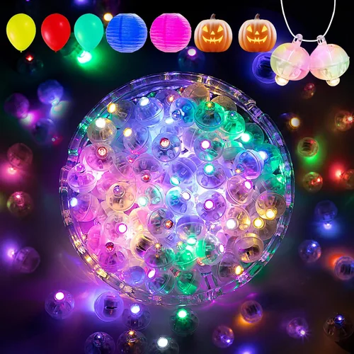 Miniatura 12 de Aogist - 50 piezas de luces de globo con gancho, tiempo de espera prolongado, mini luz impermeable para fiesta de cumpleaños, boda, Navidad