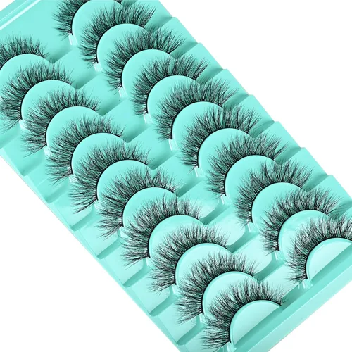 Miniatura 9 de APCYUST Pestañas naturales y finas, pestañas esponjosas de visón, aspecto natural, pestañas pequeñas, paquete de 10 pares de pestañas cortas, juego