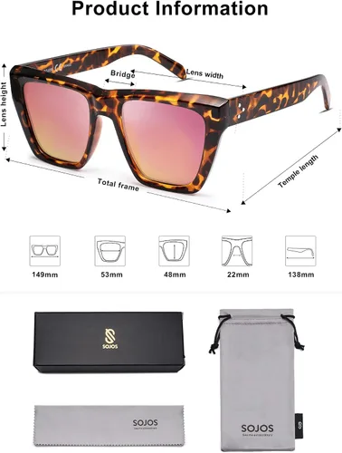 Miniatura 29 de SOJOS Fashion Oversized Square Cat Eye Polarized Sunglasses for Women Trendy Cateye Style Womens Sunglasses SJ2179