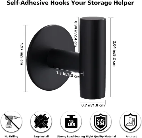 Miniatura 3 de Bntuk Ganchos adhesivos resistentes para pared, de acero inoxidable, impermeables, para colgar en la pared, ganchos para colgar toallas de baño