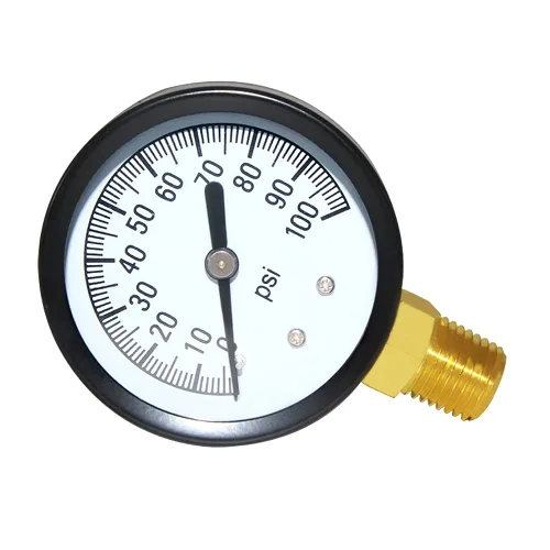 Miniatura 5 de Joywayus Medidor de Presión 0 a 100 PSI de Latón 1/4 Pulgada Hilo Macho NPT Montaje Inferior, Función Múltiple