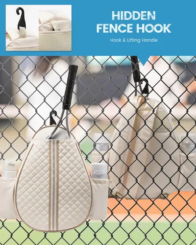 Miniatura 8 de Mochila de tenis Sucipi, mochila de tenis acolchada con bandolera cruzada, bolsas para raquetas de tenis resistentes al agua para mujeres y hombres