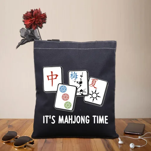 Miniatura 5 de BDPWSS Mahjong Tote Bag Mahjong Lover Gift Mahjong Fan Gift Mahjong Player Gift It's Mahjong Time Mahjong Game Gift