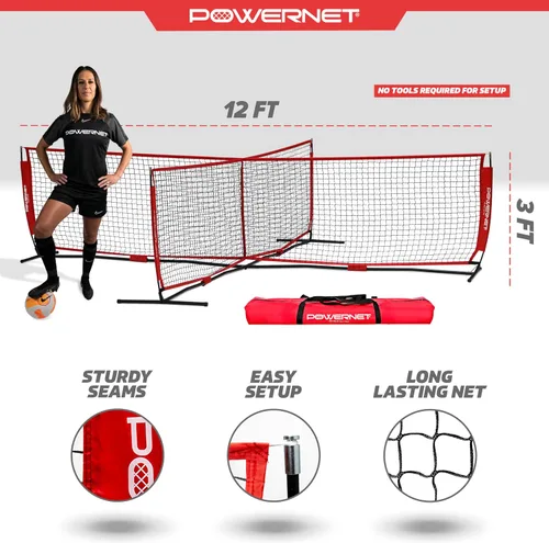 Miniatura 3 de PowerNet Red de tenis de fútbol de 4 vías, divertido equipo de juego y entrenamiento, juega en el parque o la playa, 2 tamaños
