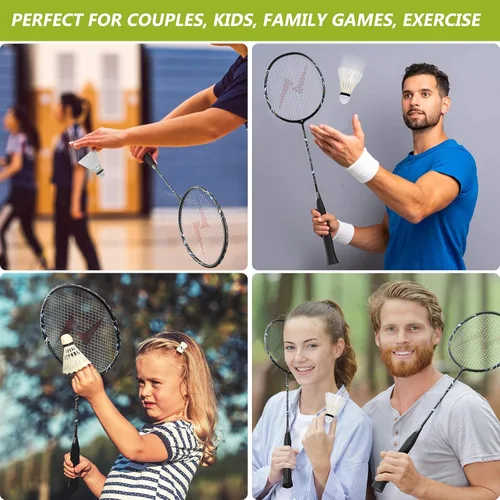 Miniatura 4 de Nalax Juego de bádminton para 2 jugadores, raqueta de bádminton de fibra de carbono con 3 volantes y 1 bolsa de transporte, juegos de bádminton