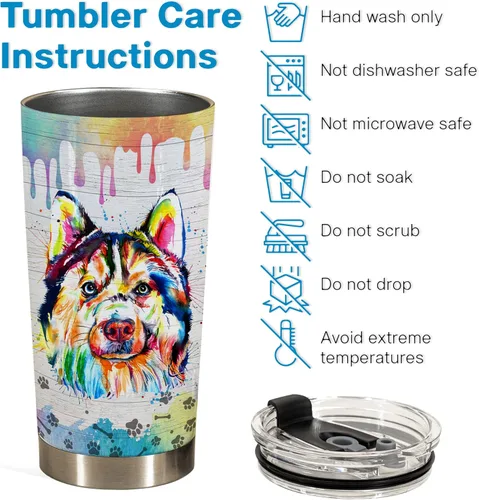 Miniatura 3 de Regalos para los amantes de los husky – Taza de acero inoxidable de 20 onzas, regalo divertido y único para dueños de perros husky, perfecto
