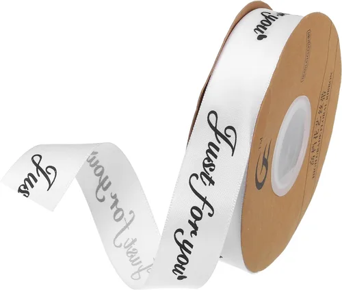 Miniatura 11 de MECCANIXITY Cinta de satén de 1 pulgada de ancho y 50 yardas de ancho Just for You, cinta de grogrén personalizada de San Valentín para envolver Rosa