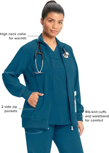 Miniatura 57 de Infinity by Cherokee 2391A - Chaquetas médicas con cremallera frontal para mujer, tela elástica en 4 direcciones