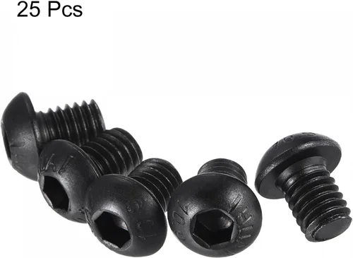 Miniatura 3 de uxcell Tornillos de cabeza de botón hexagonal M6x8mm Tornillos de acero de aleación 25pcs