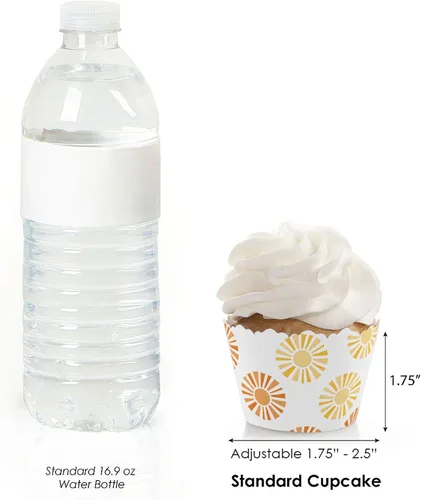 Miniatura 3 de Big Dot of Happiness Envolturas retro para cupcakes para fiesta de sol, Here Comes The Son Boho Baby Shower Temático Decoración Favores – Juego de 12